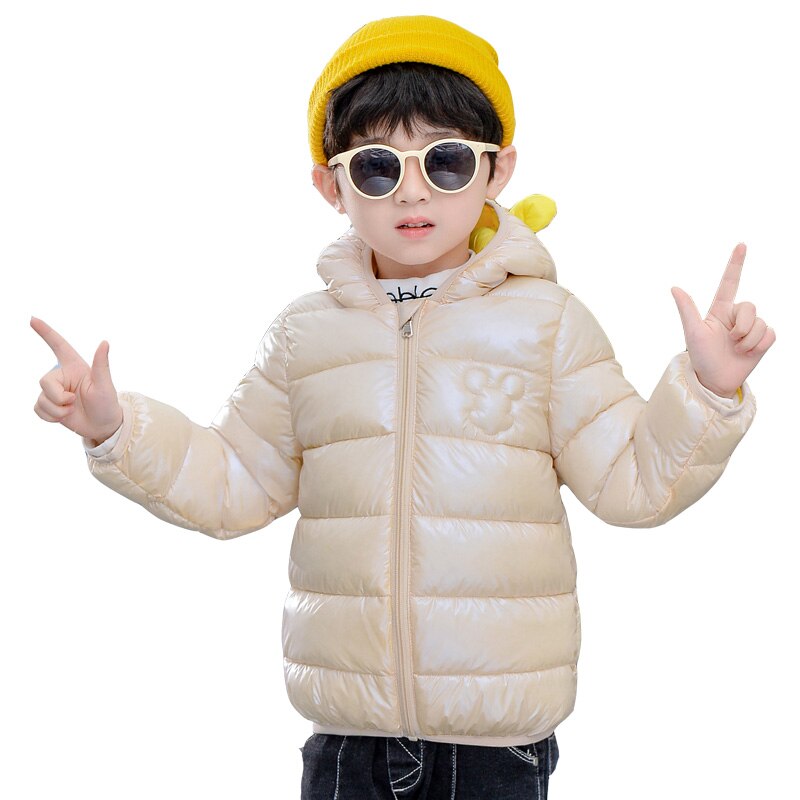 HIPAC Boy Girl Winter Coat Shiny Child Jacket Windproof Baby Boys Girls Warm Children Outfits for Kids Clothes Snowsuit: White / 130