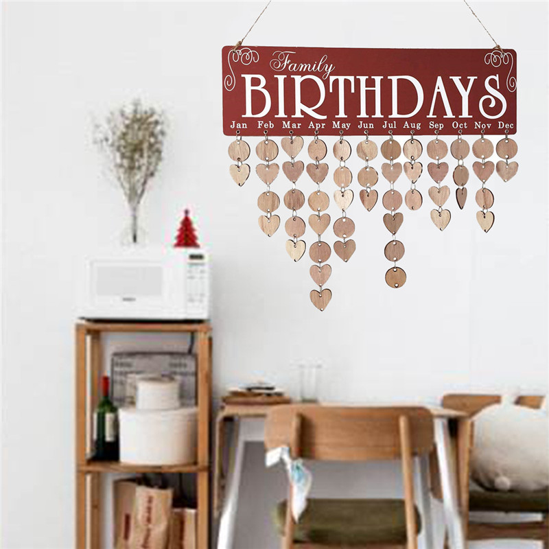 Diy væghængende kalender speciel dato fødselsdag påmindelse bord boligindretning træ kalender