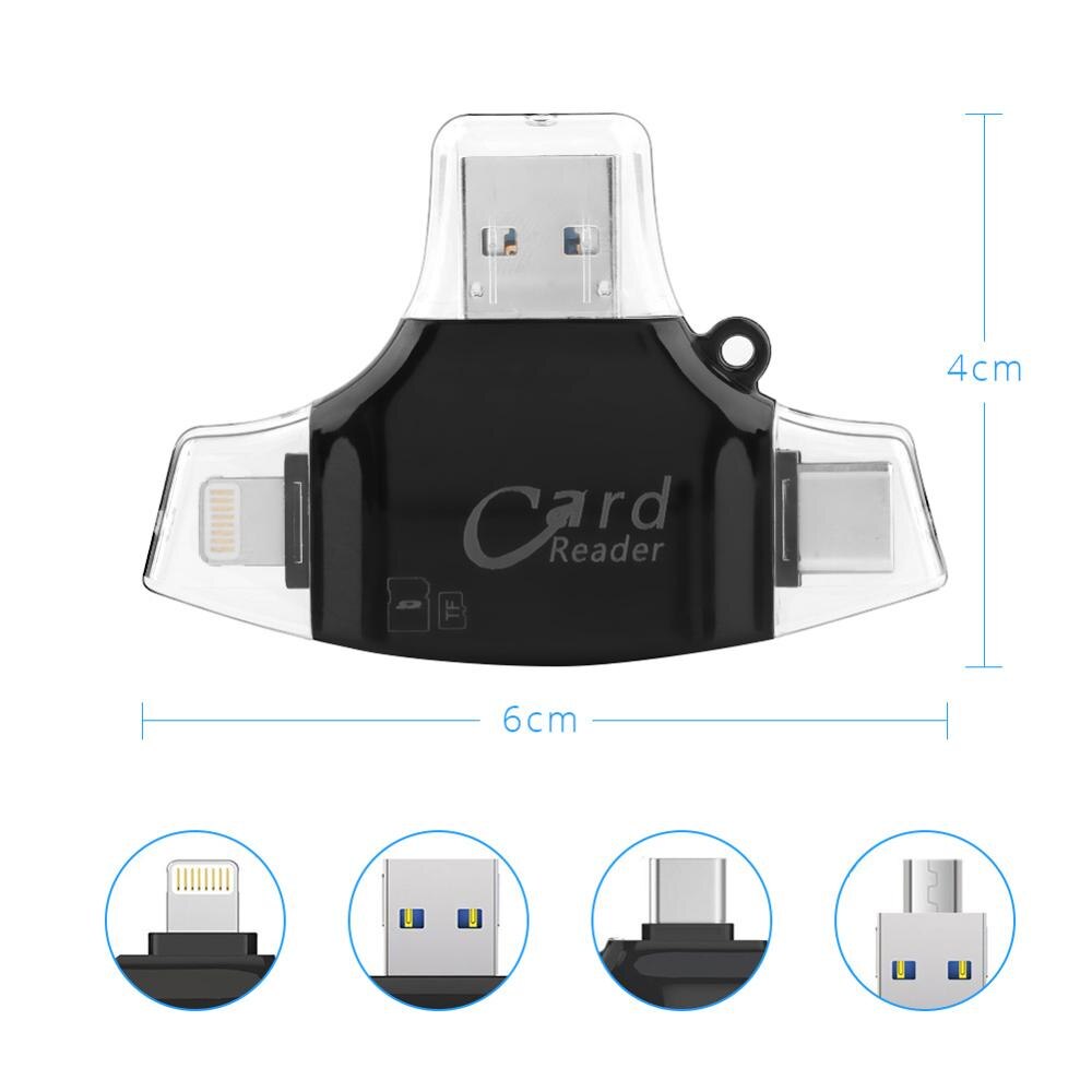 Tipo C &amp; Micro USB &amp; USB OTG OTG Leitor de Cartão Universal TF/SD para MacBook iPhone iPad Android leitores de Extensão de computador: Support SD TF