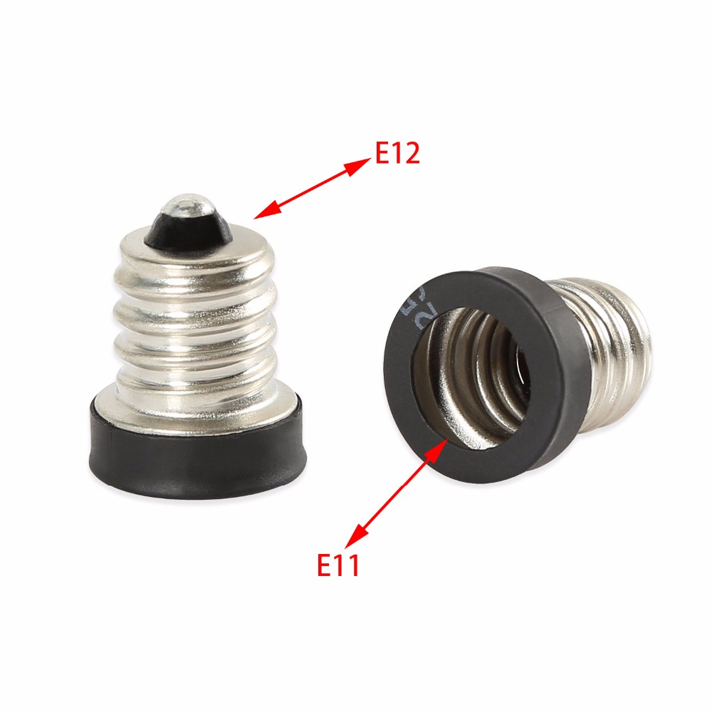 6 Stuks E11 Tot E12, E12-E11 Kandelaar E12 Tot Mini Kandelaar E11 Gloeiende Halogeen Cfl Led Lamp Socket Lamphouder Adapter: Black