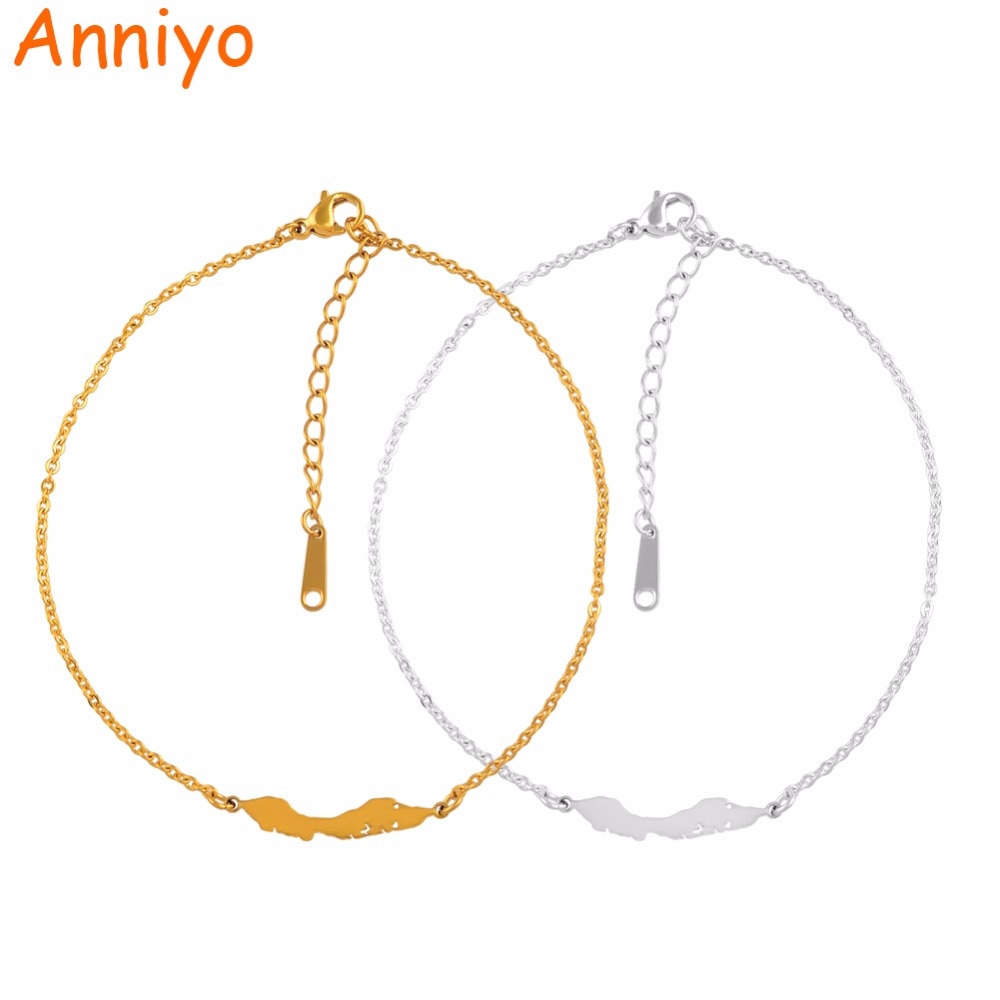 Anniyo 21cm + 4cm /  curacao kort anklet til kvinder piger ankelbånd smykker rustfrit stål  #047521