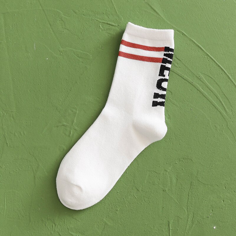 Streetwear hiphop vrouw coole sokken harajuku wit skateboard gestreepte kunst katoenen damessok femme chaussettes sokken