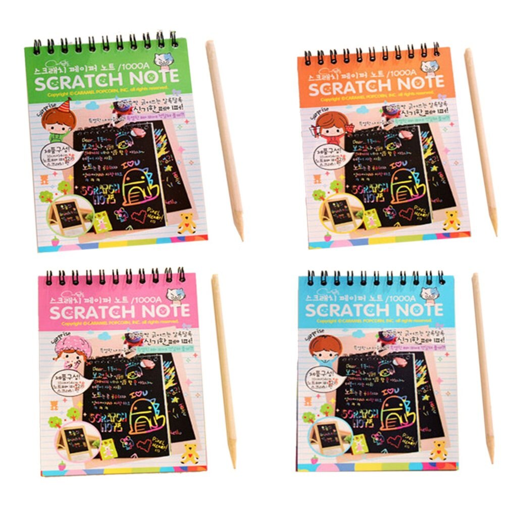 Y031 Color Diy Coil Scratch Picture Children's Graffiti Sketch Book Scratch Painting Blue