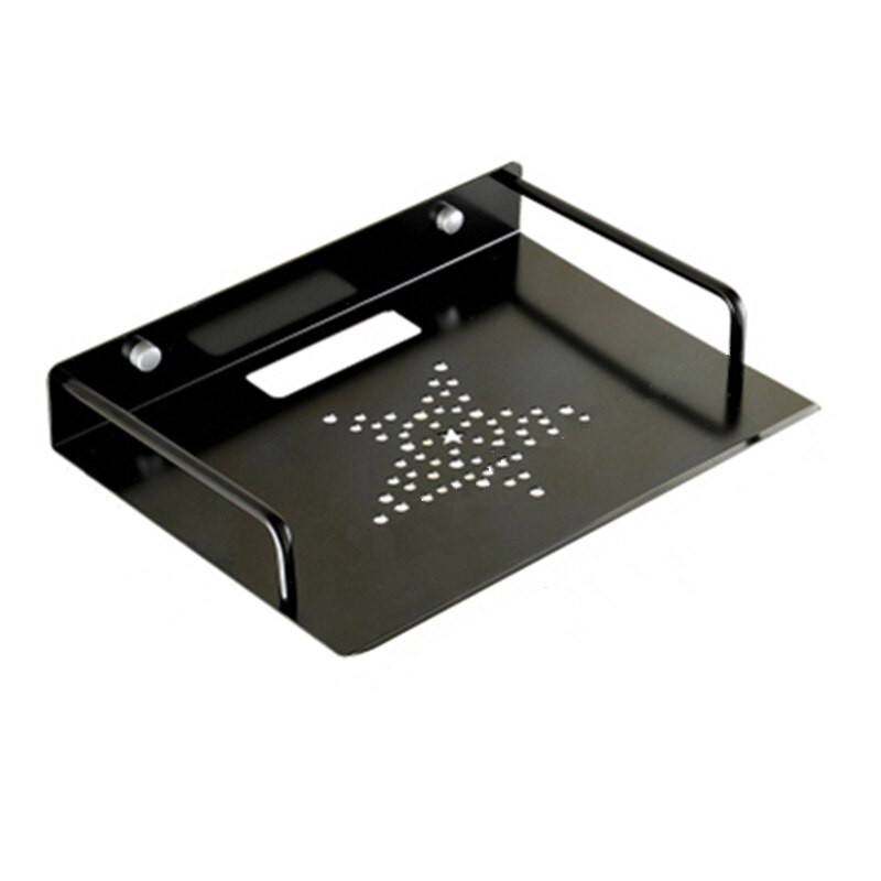 Väggmonterad svart/slim förvaringshylla aluminium enkellagers tv-box router set-top boxar stativ hållare rack: 2