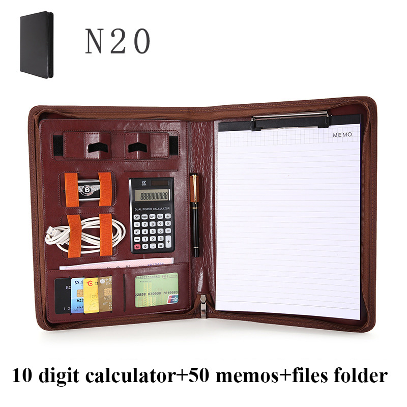 A4 Leather Clipboard File Folder Multi-function Folder Organizer Office Manager Clip Writing Pads Contract Briefcase Portfolio: C1