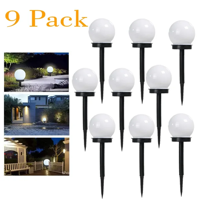 9pc luz solar ao ar livre luz solar do jardim caminho solar paisagem luz à prova dwaterproof água solar lâmpada do gramado para casa quintal pátio garagem: Lua azul