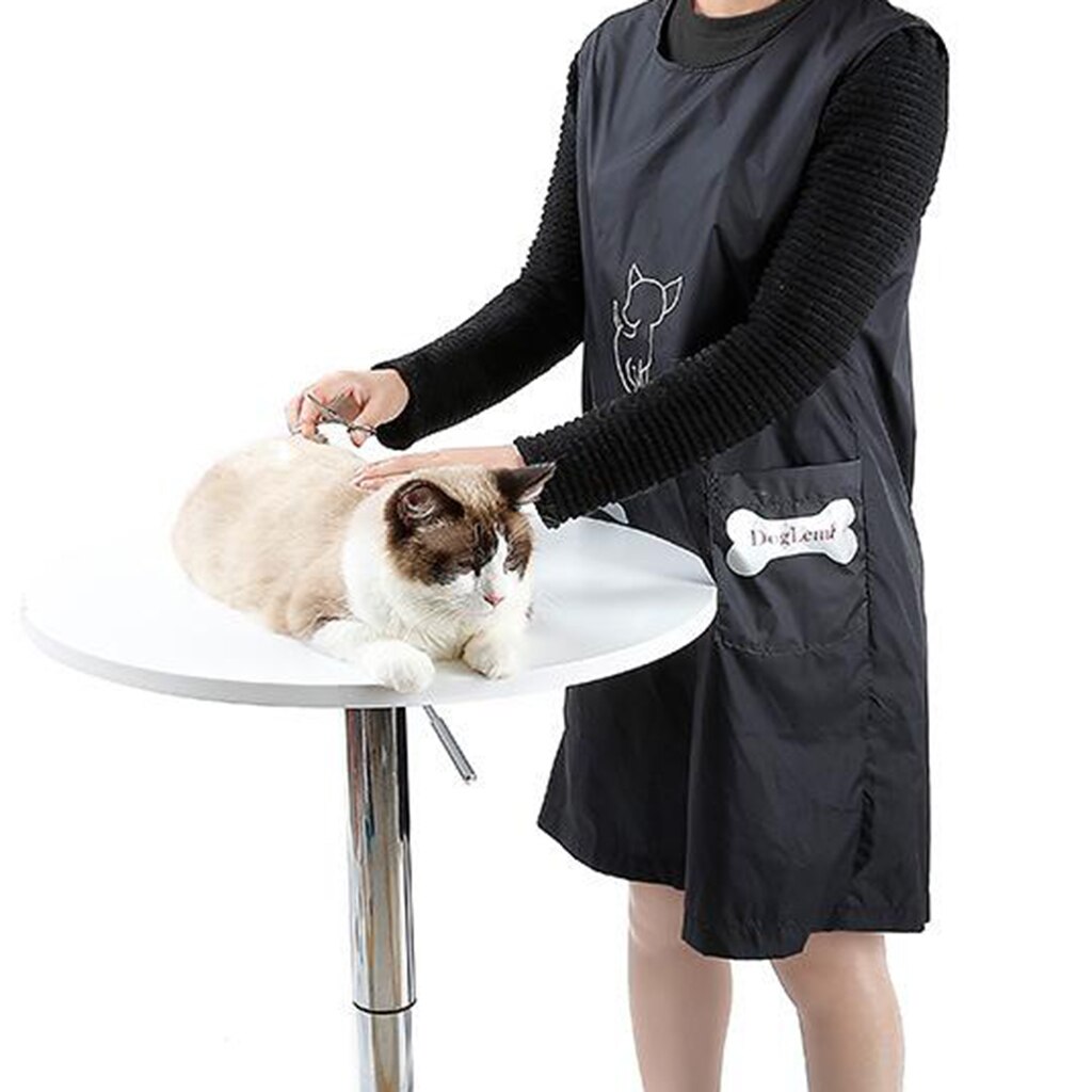 ärmellos Hundesalon Schürze Haustier Salon Arbeitskleidung Kittel mit Tasche Wasserdicht Pflege Schürze Kittel für Katze Hund