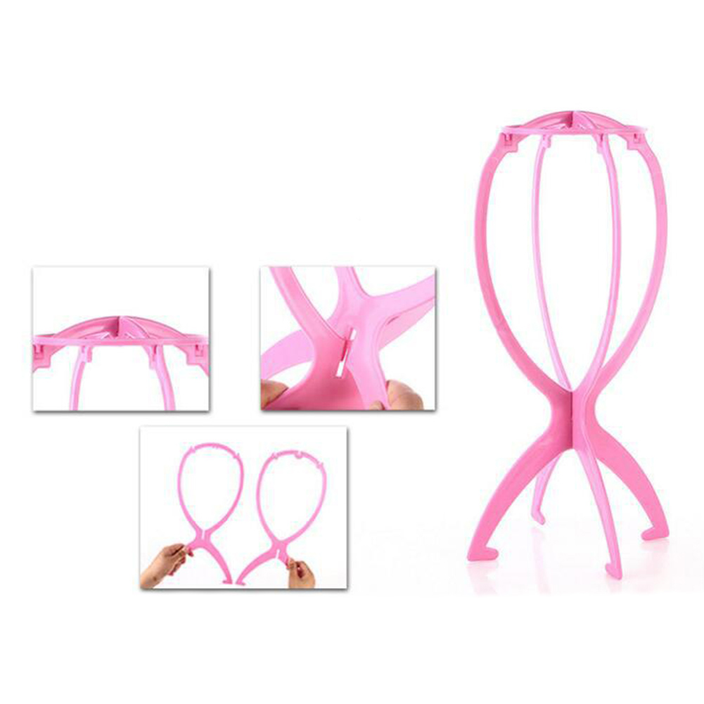 Soporte para pelucas de plástico plegable, soporte estable y duradero para pelucas, peluca, gorro de pelo, soporte, utensilios para muestras, cabeza de sombrero