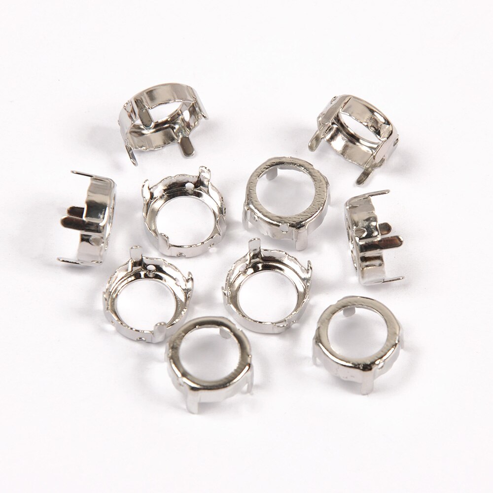 Yanruo redondos strass garra configurações de prata chapeamento de costura de alumínio cristal grânulos base pedestal quadro