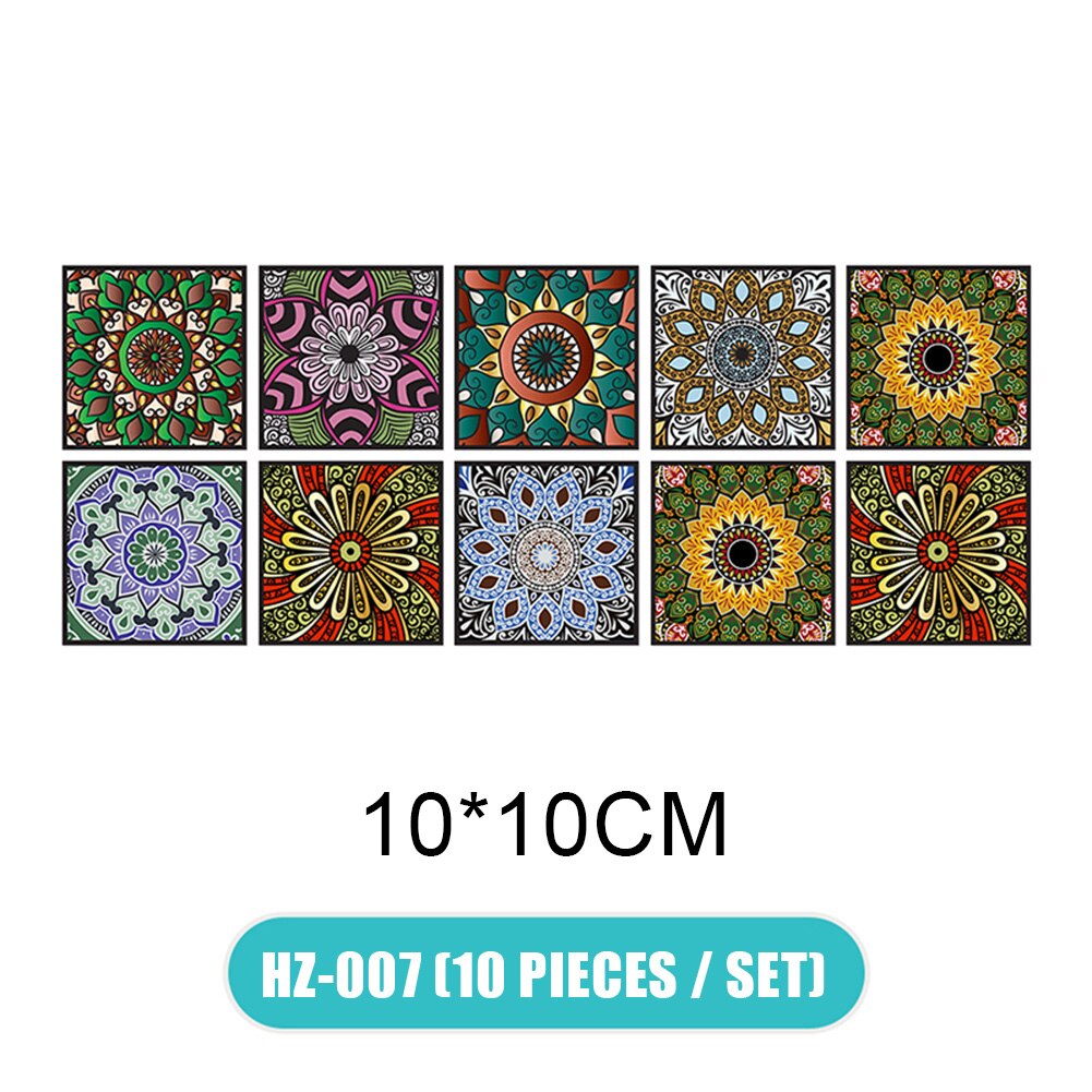 10x Retro Tile Stickers For Kitchen Bathroom PVC Self Adhesive Wall Sticker Living Room DIY Decor Wallpaper Waterproof Dropshing: 10x10cm HZ-007