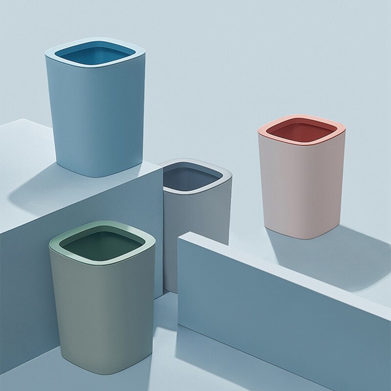 Trash Can Bathroom Bin Bedroom Bin Plastic Waste Bin Waste Paper Basket Recycle Bin for Home Kitchen Toilet Office: Blue