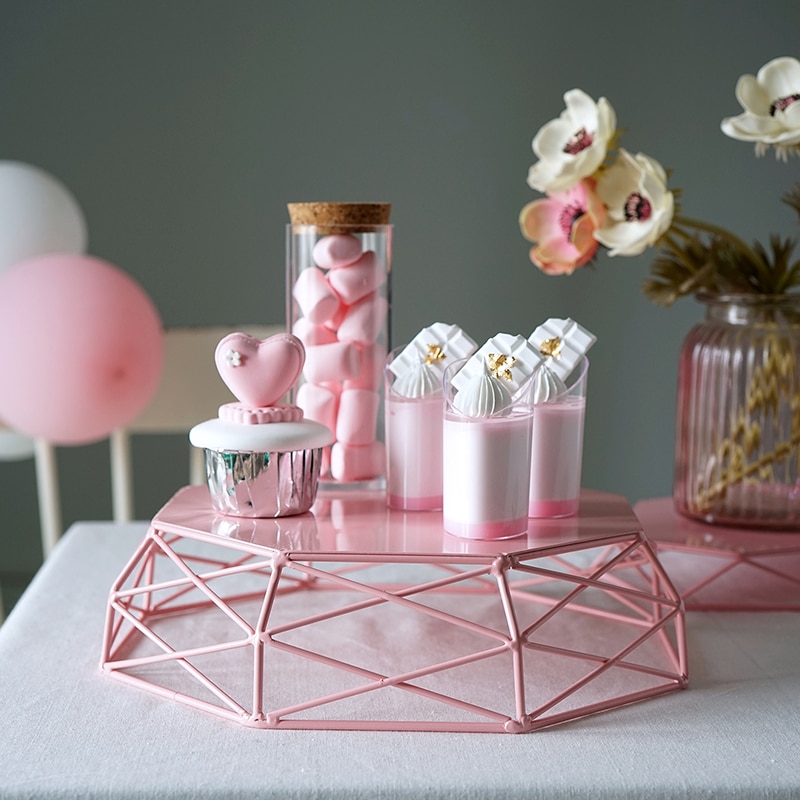 SWEETGO Geometric cake stand Macaroons color cake tools for dessert table party decoration fruit basket home storage rack