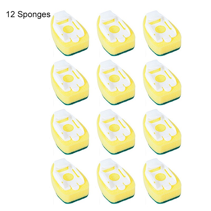 Handle Sponge Magic Sponge Washer Brush Head Kitchen Cleaning Brush Replacement Head Sponge Dish Wash Scrubber Sponge PAK55: Green12 Sponges
