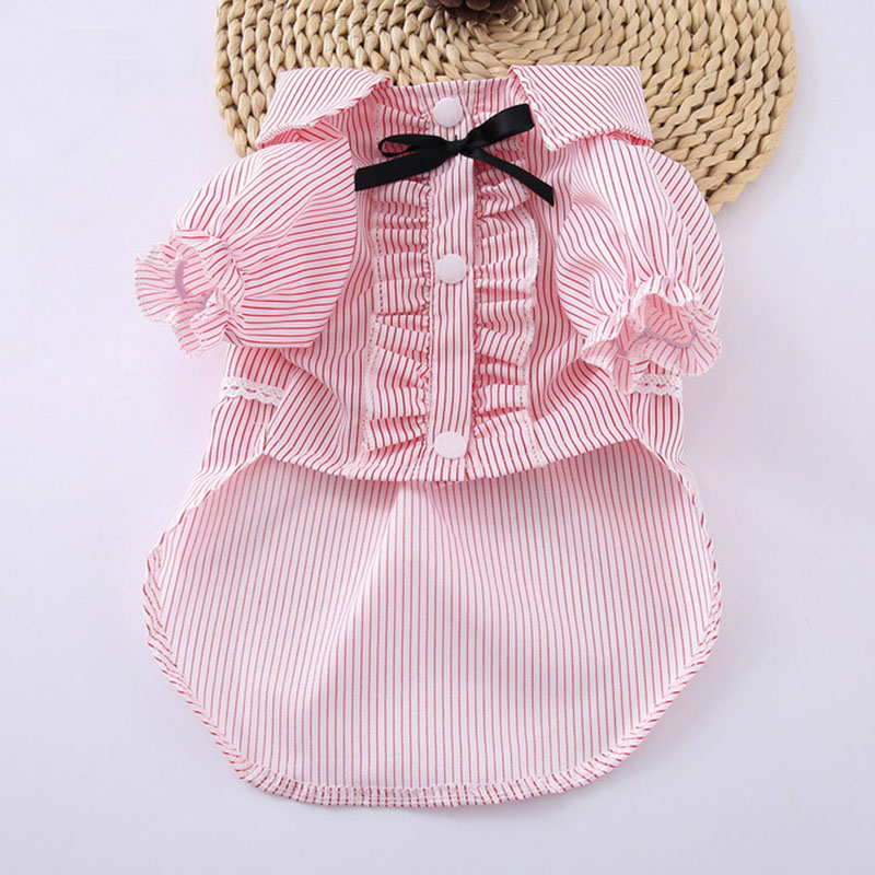 Doux rayure chat de compagnie chemise jupe coton chat vêtements été animaux robes pour petits chats chien Katten vêtements Kedi ropa para gato