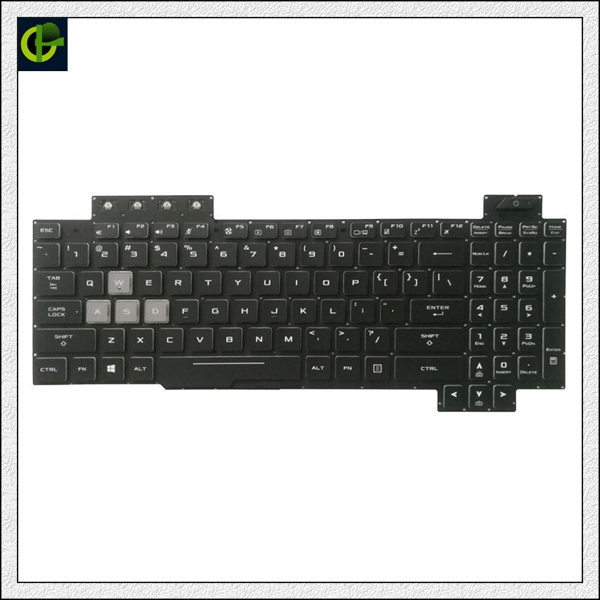 English Backlit Keyboard for ASUS ROG fx80 fx80ge fz80g zx80g FX86 FX86S FX86F FX86FX fx504 fx505ge fx505gm FX705 gl703 US: White letter