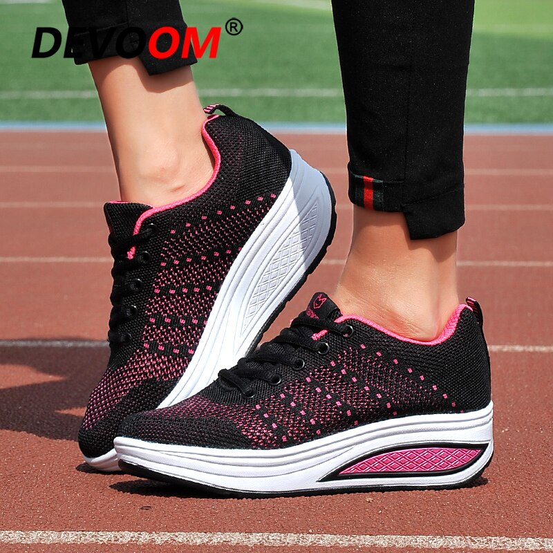 Swing Toning Shoes Women Height Increasing Fitness Shoes Ladies Lace Up Breathable Mesh Sport Slimming Shoes Sneakers Women