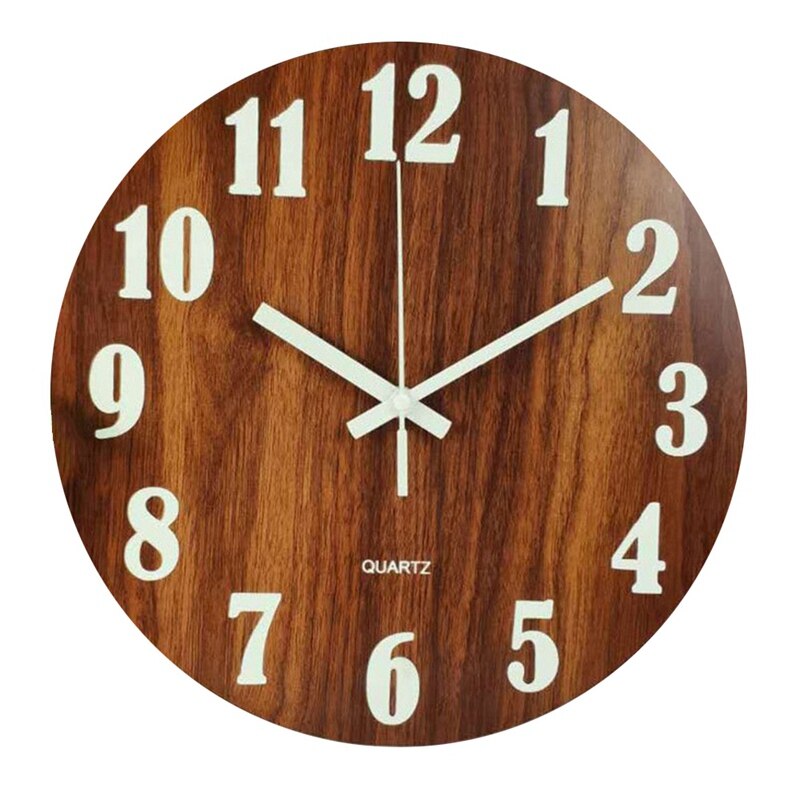 Digitale Nummer Wandklok 3D Stille Klok Glow Dark Acryl Lichtgevende Opknoping Klok Acryl Korte Rustige Wandklok: Dark Wood