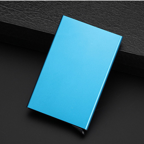 Alliage d'aluminium hommes carte de crédit bancaire titulaire femmes métal Pu porte-cartes de banque carte boîte classique: blue