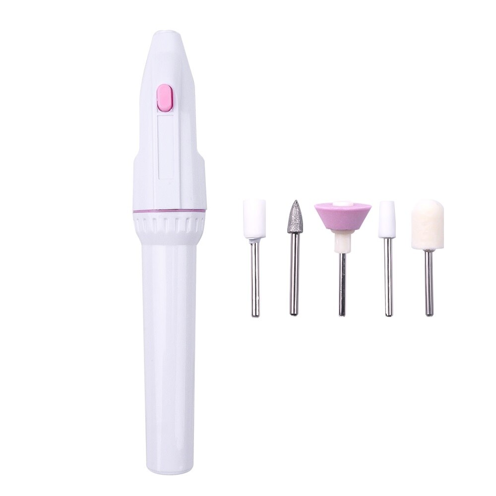 Professionele Elektrische Nagel Boor Machine Draagbare Pedicure 6 Bits Frezen Uv Led Koud Polish Remover Nail Art Manicure Tool: Battery