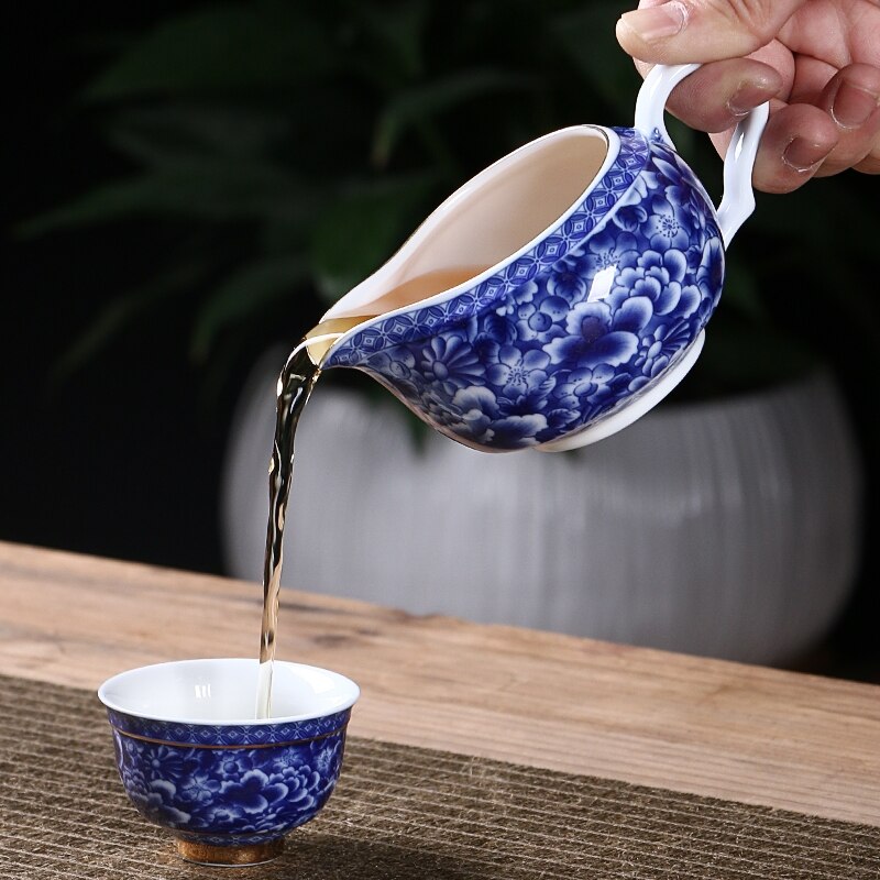 Kinesisk tekande tekande tekande jingdezhen blå og hvid porcelæns tekop keramisk skummer mælkekop kaffe lattekande