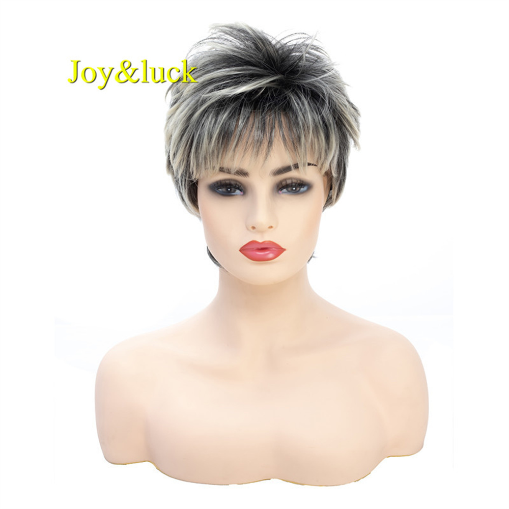 Short Ombre Blonde Wig Synthetic Bob Straight Hair With Bangs Women Natural Daily Wear Wig: #22