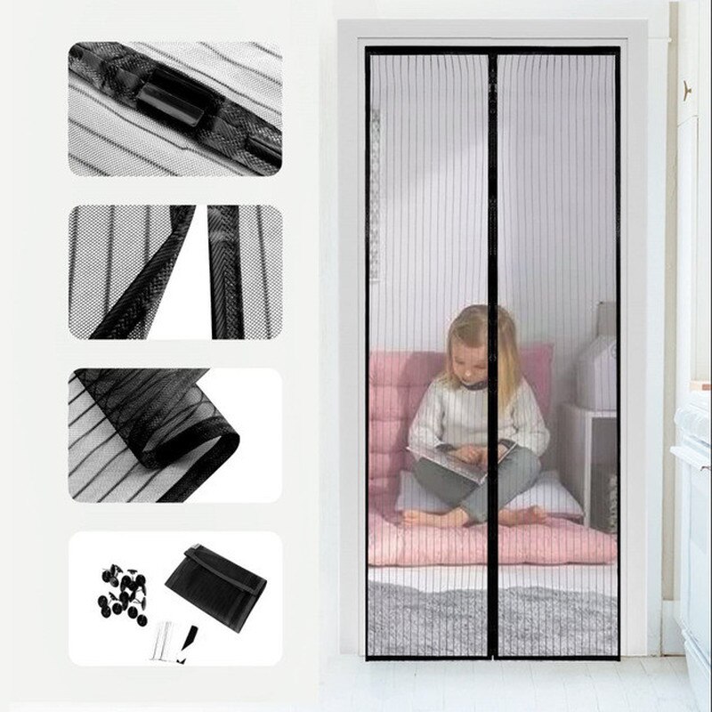 Reinforced Magnetic Screen Door Curtain Anti Mosquito Insect Fly Bug Curtains Automatic Closing Door Magnetic Mesh Insect Screen