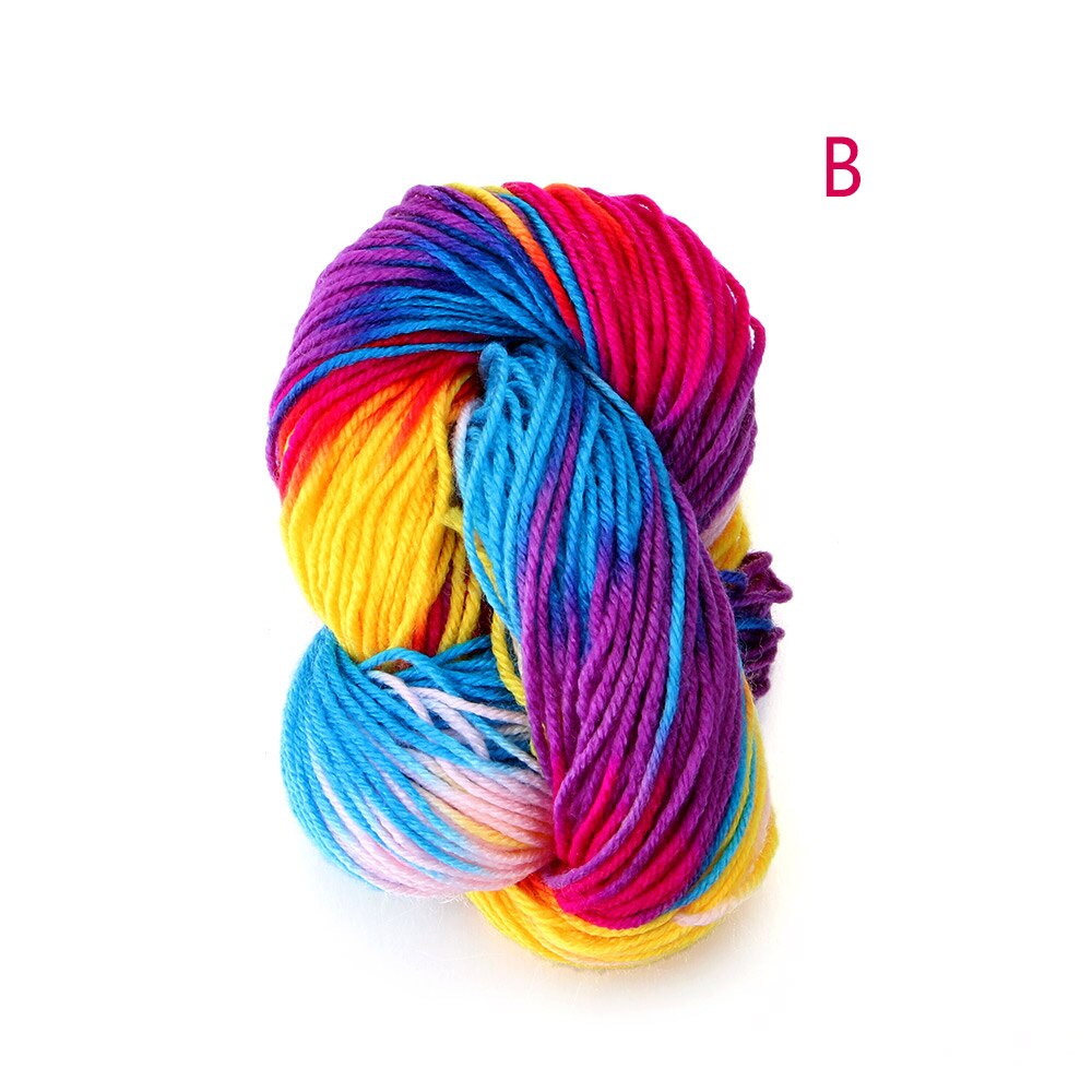 Myke flerfargede polyester akrylgarn fiber strikkede kardede tråder tykk anti-pilling farget garn ball hekling diy tilbehør: B