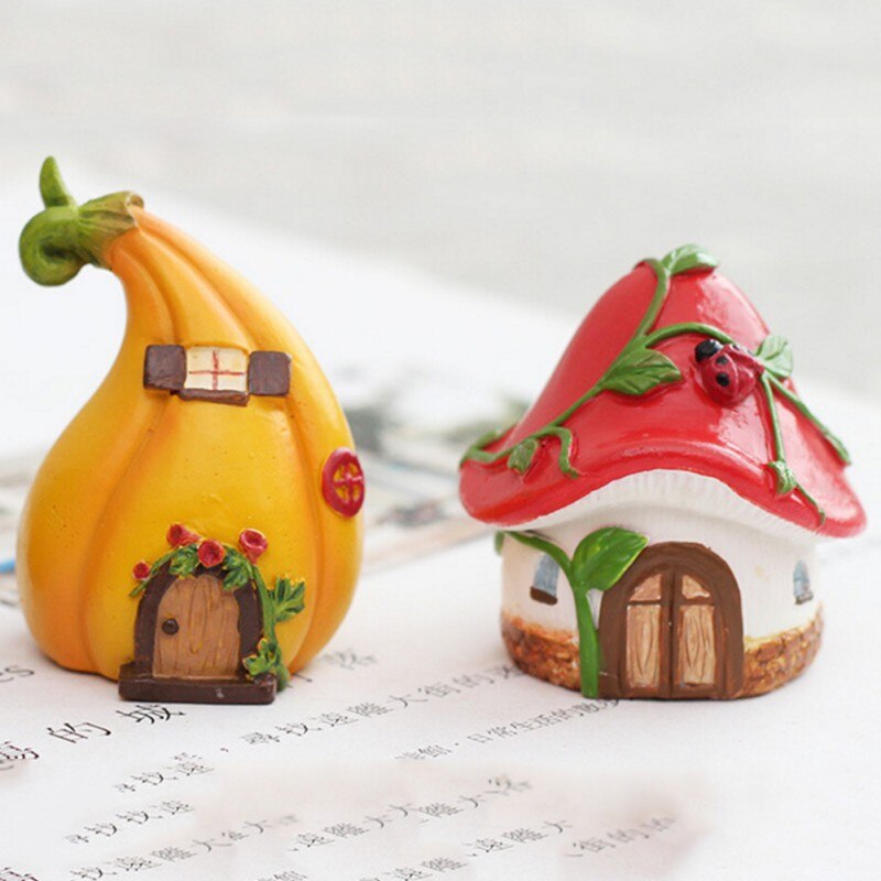 Resin Landscape House Miniature House Fairy Home Garden Decoration Crafts Fairy Garden Pumpkin Room Decor