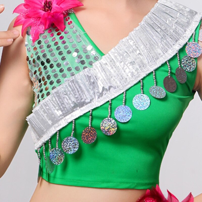Ropa de baile Dai Pavo Real disfraz chino danza folclórica ropa de baile nacional Ethinc lentejuelas elásticas disfraz de cola de pez