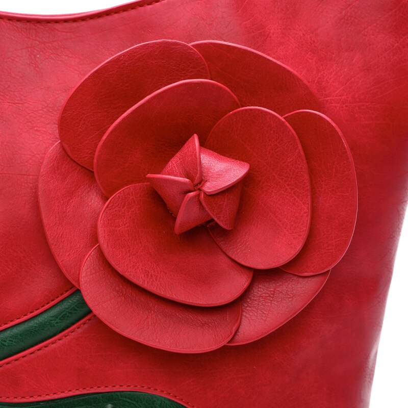 Classic Rose Driedimensionale Bloem Tas Weave Draagbare Vrouw Pakket Enkele Schouder Pakket Messenger