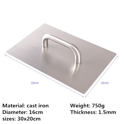 Grill roast squid cake tools Steak press pressure iron board Flat meat hovel cooking BBQ kitchen cooking utensils: 30x20cm