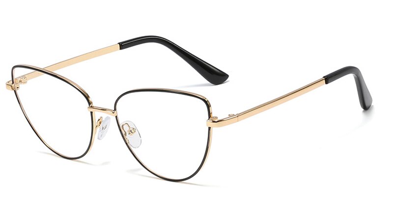Kachawoo-gafas graduadas para mujer, lentes ópticas de metal, negro, dorado, retro, Ojo de Gato, accesorios para mujer, lente transparente: gold black frame