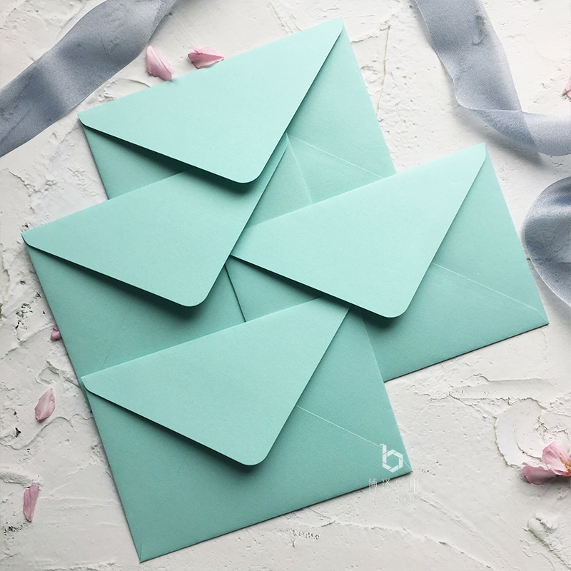 5pcs/pack Blue Wedding Envelopes Gauze Paper Luxury Window Envelopes Size 105mmx155mm