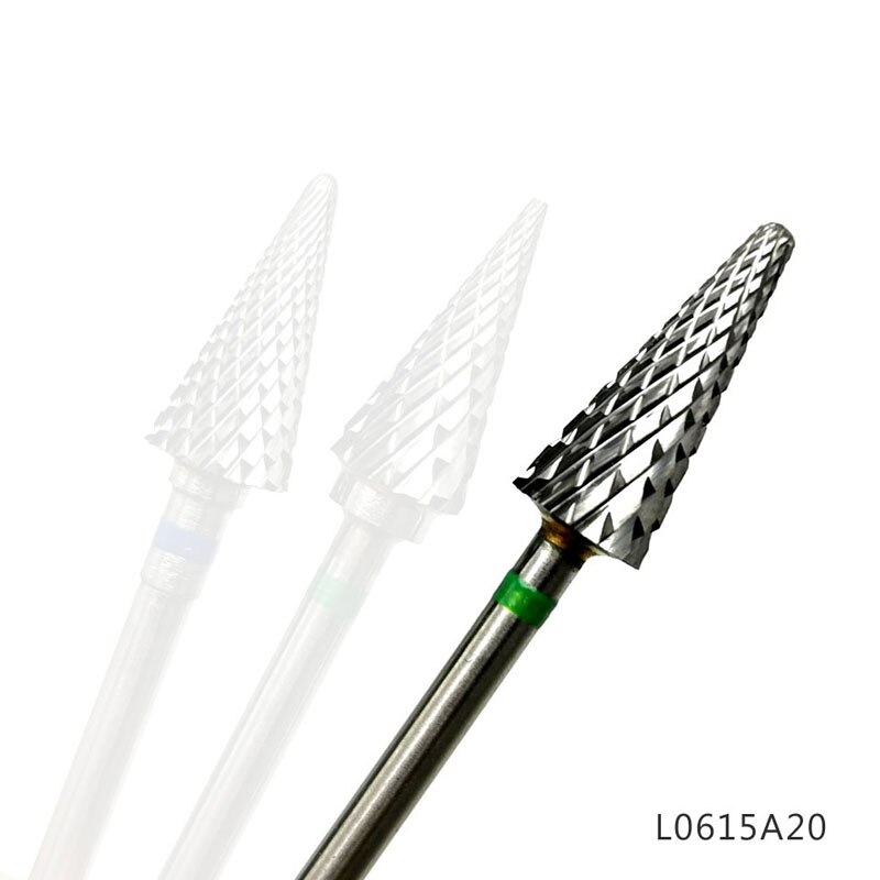 Hytoos kegle hårdmetal søm borekrone 3/32 " fræser til manicure roterende grat søm bit elektrisk bor tilbehør værktøj: L0615 a 20