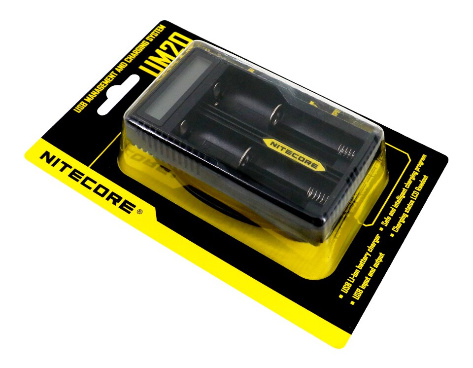 NITECORE UM20 Smart battery charger LCD Display USB Cable For 18650, 18490, 18350, 17670, 17500, 16340(RCR123), 14500 battery