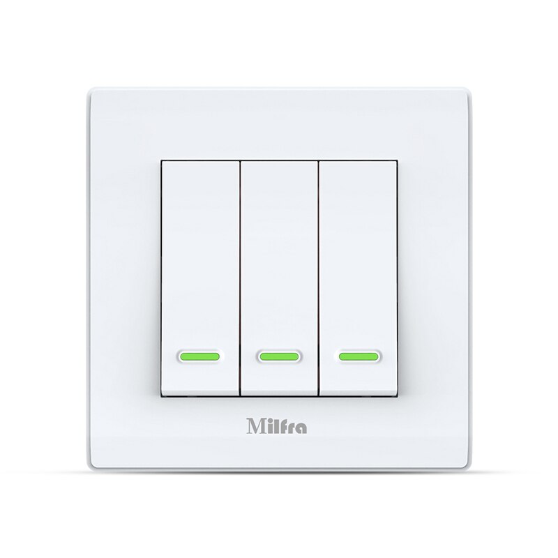 Milfra Wifi Smart Light Switch Neutral Wire Required EU 86mm Voice Phone Control Wall Switch for Assistant Alexa Tuya Smart Life: 3-Gang
