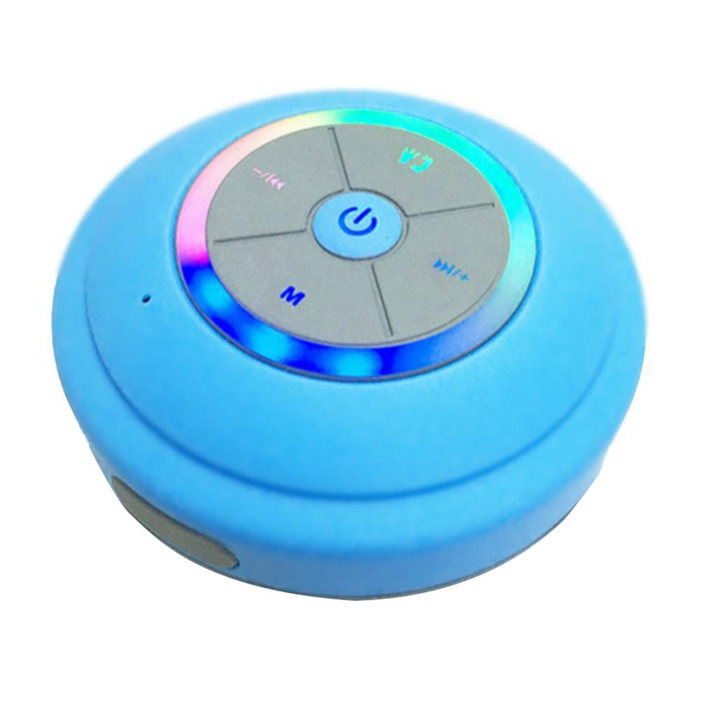 Altavoz Bluetooth para exteriores ventosa impermeable inalámbrico para coche altavoz para teléfono móvil tarjeta de memoria con lámpara LED Radio FM: Azul