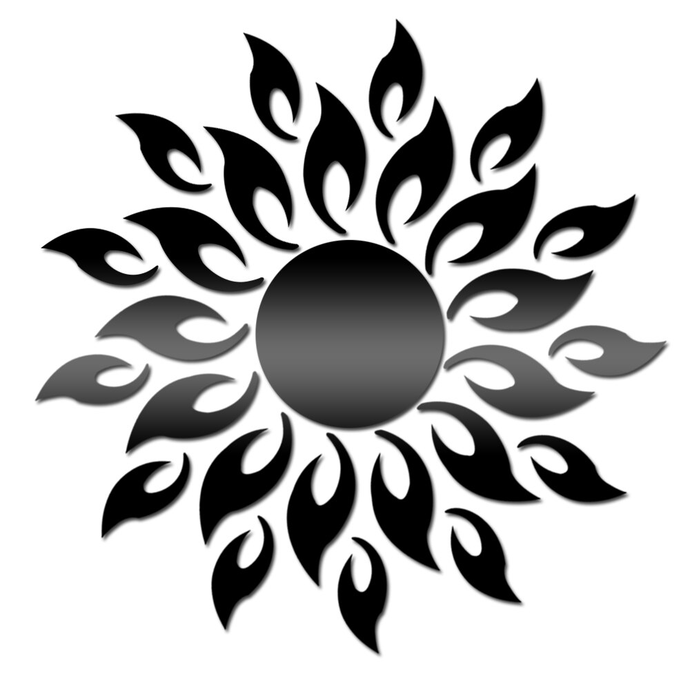 1pc ps materiale solsikke spejl wallstickers reflekterende klistermærke hjem stue dekoration wallstickers: Sort