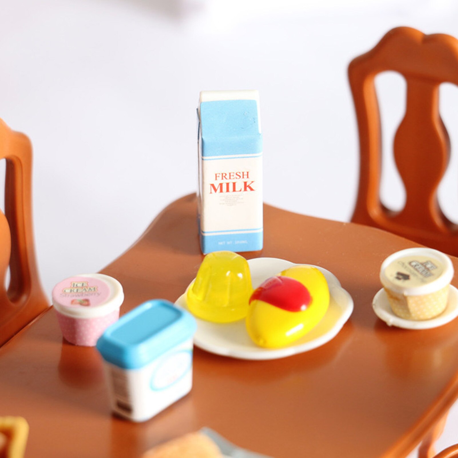 Dollhouse Mini Cute Plastic Furniture Model Miniature Table Chair Set Home Decor