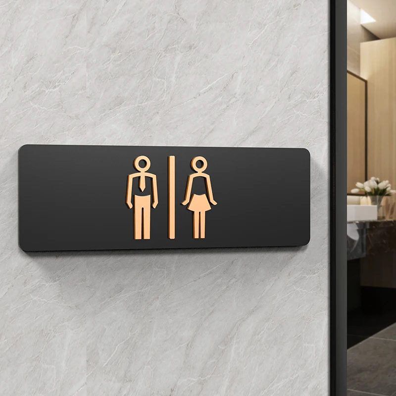 Simple Men and Women Bathroom Signs WC Public Toilet Guide Sign Index Hotel To The Left and Right Acrylic Restroom Prompt Sign: 40x30cm / Magenta
