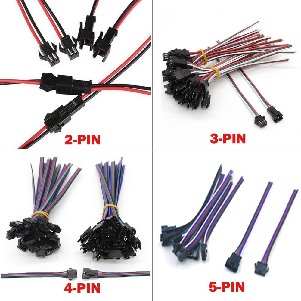 10pair~100pairs 3pin 4pin 5pin 6pin JST LED Connectors,Male And Female Connector for 3528 5050 RGB RGBW RGBWW LED Strip light