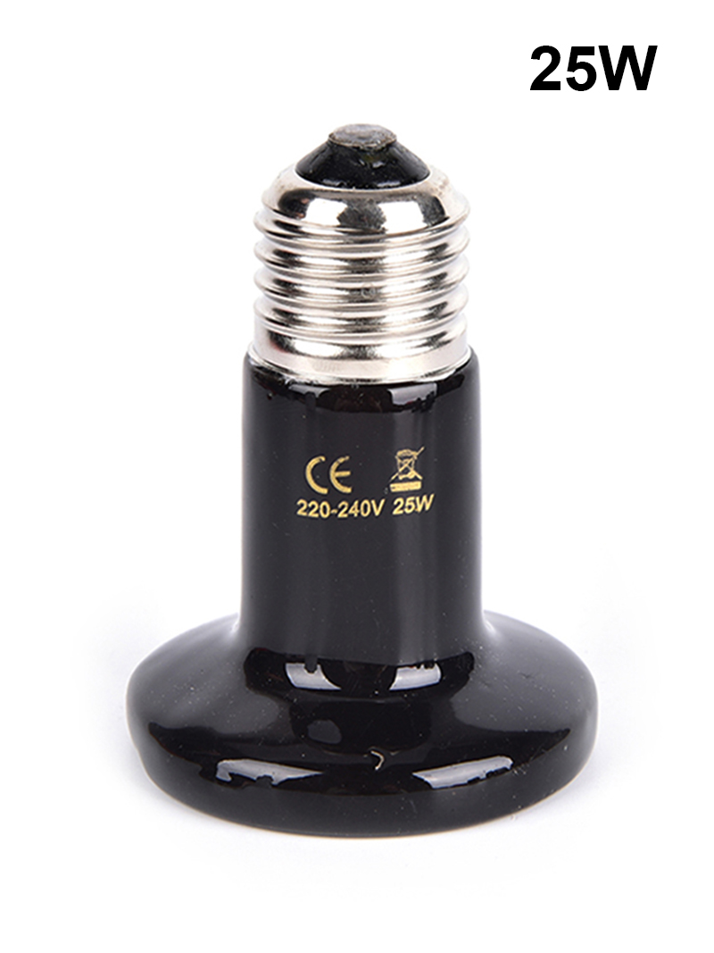 Lámpara de calor para reptiles, emisor de cerámica infrarrojo negro, Bombilla de calor, incubadora de mascotas, lámpara táctil de 220-240V para jaula camaleón, tanque de serpiente: 25W lamp