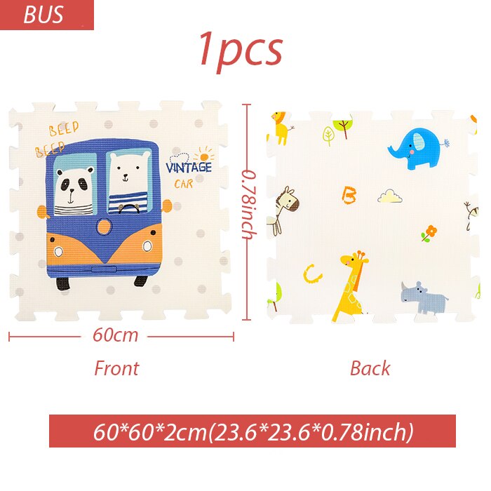 Colchoneta para gatear de bebé de 2cm, colchoneta escalar gruesa para bebés, alfombra plegable para el hogar y fácil de almacenar, manta de espuma para niños: Bus