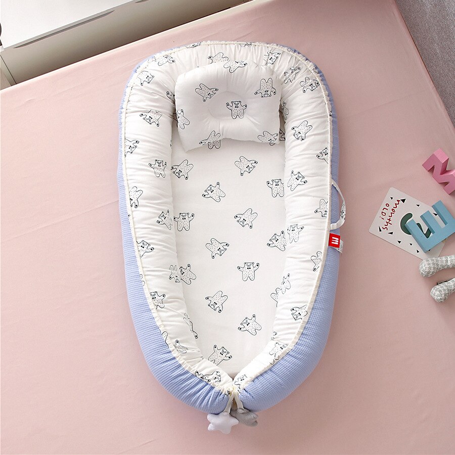 Cuna plegable desmontable para bebé, cuna biónica multifunción para viajes al aire libre, portátil: Shamrock teddy bear