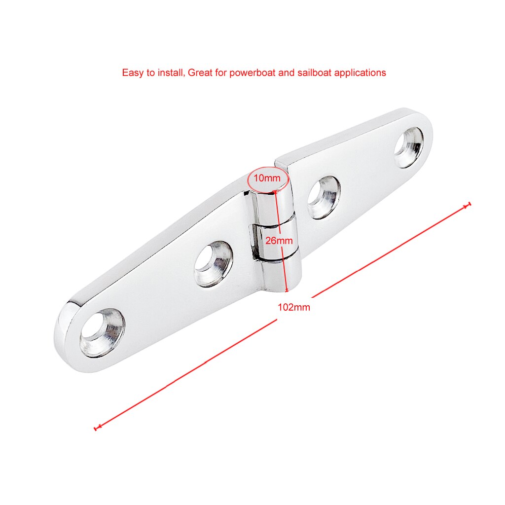 2X SS 316 marine grade 26*102mm cast Boat Caravan RV Deck Hinge Cupboard Cabinet Drawer Door Strap Butt Hinge Furniture Hardware