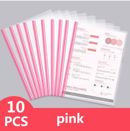 10 Pieces Color Transparent Draw Rod Folder File Report Resume Folder Thickened Draw Rod Folder Plastic Rod Clip: 10pcs pink