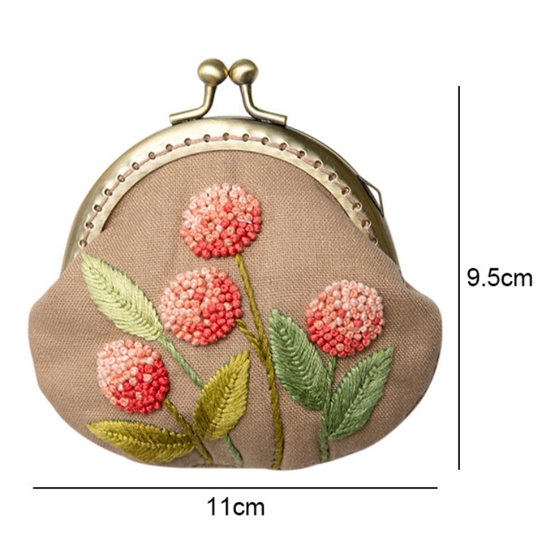 Handwork Crafts DIY Embroidery Coin Purse Cloth Material Package Embroidery Kit Flower Alone Handmade Cross Stitch kit: A5