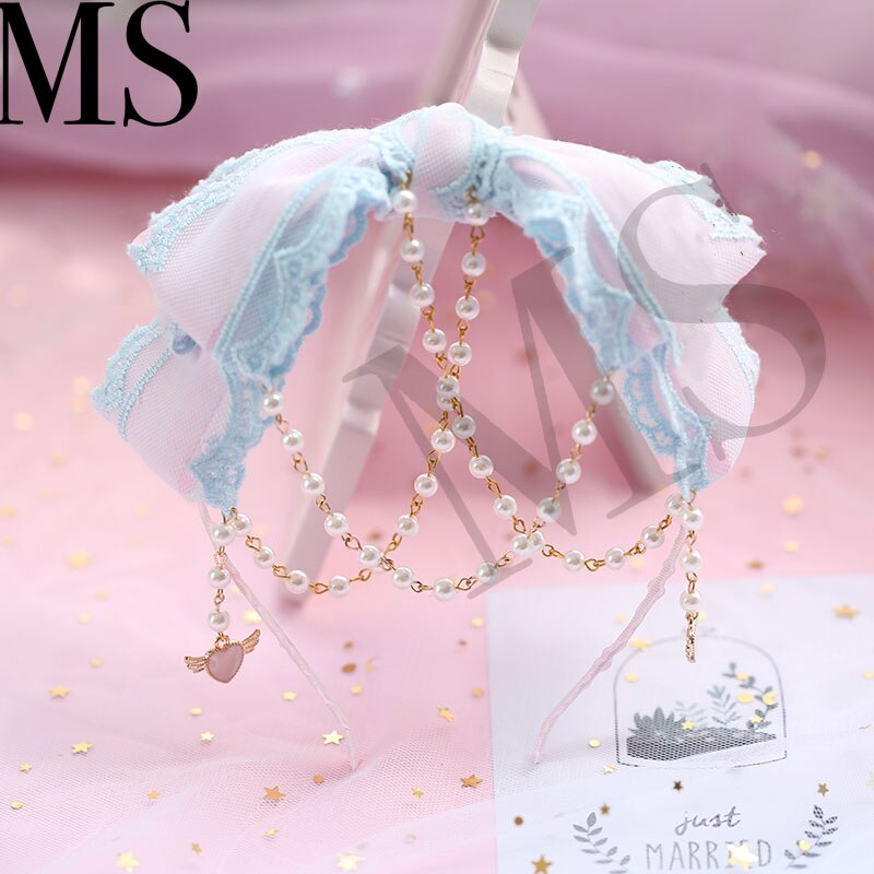 Lolita japonés rosa azul color de sueño japonés hecho a mano arco horquilla suave hermana accesorios para el cabello lazo tocado LOLITA original: Verde