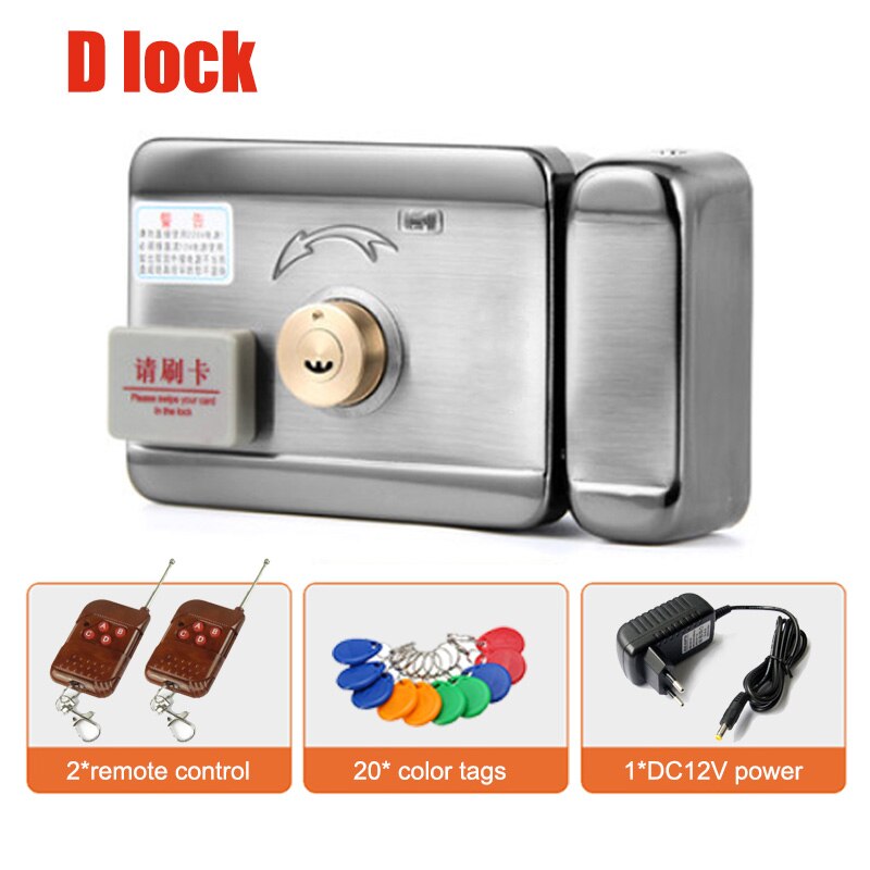 Electric Control Access Mute Lock Electric Door Lock With Remote Controller and ID Card For Doorbell Intercom Access Control: kit 14