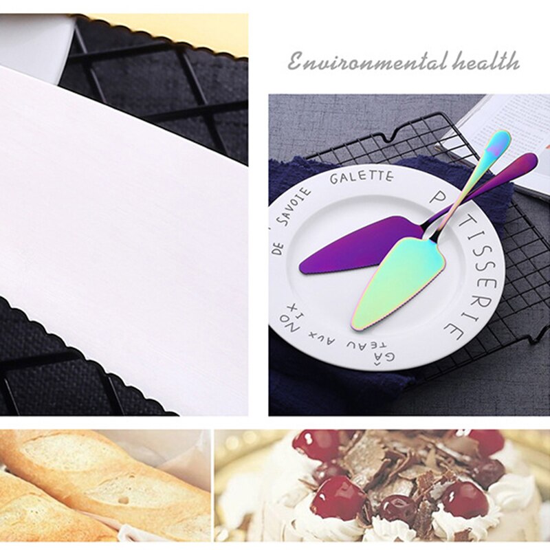 Colorful Stainless Steel Serrated Edge Cake Server Blade Cutter Pie Pizza Shovel Cake Spatula Baking Tool 1piece